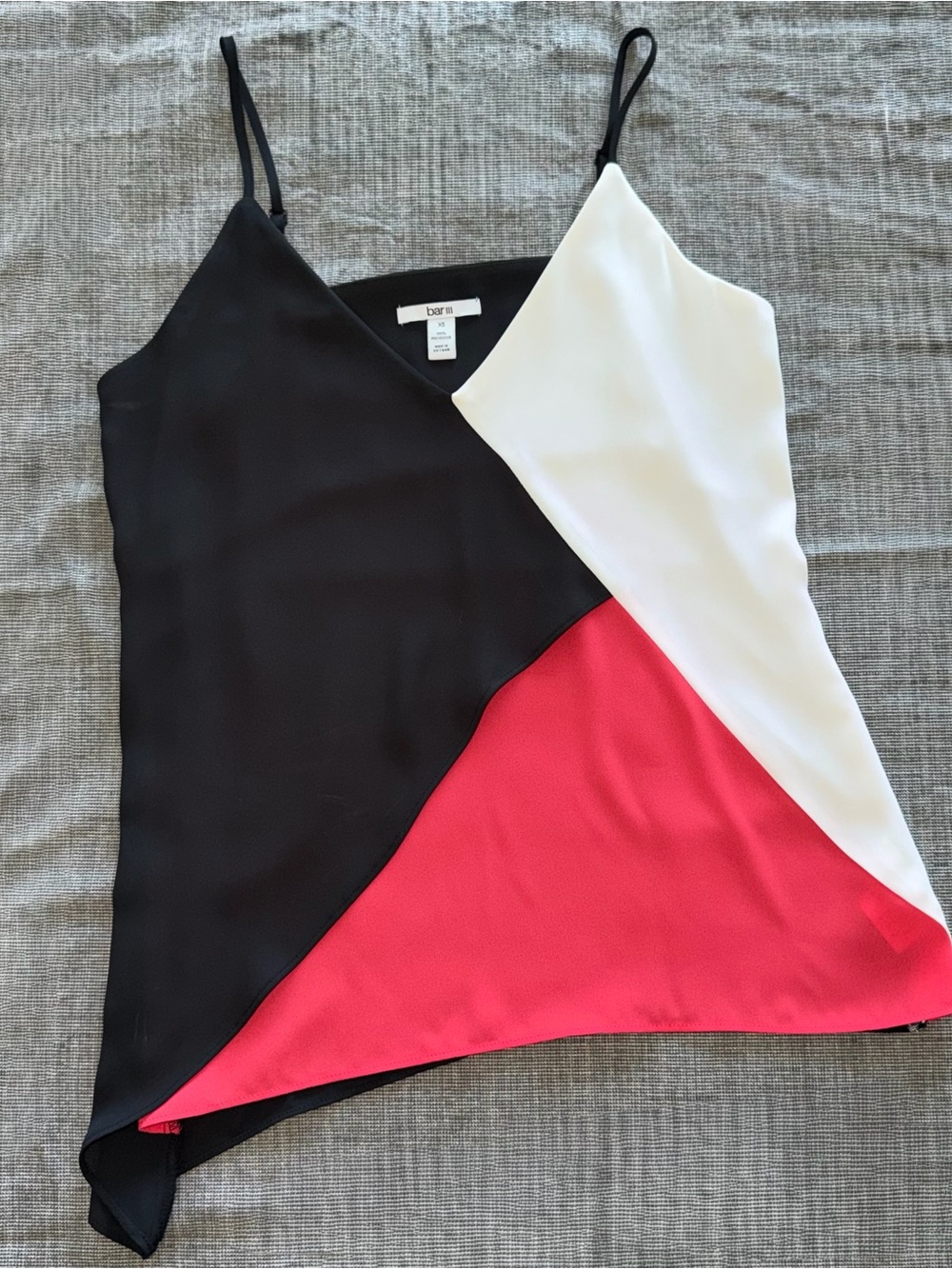 Bar III Black, White & Pink Colorblock Slip Camisole